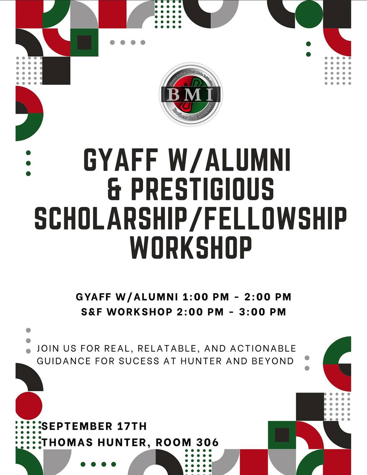 Gyaff W Alumni & Scholarship Workshop Flyer