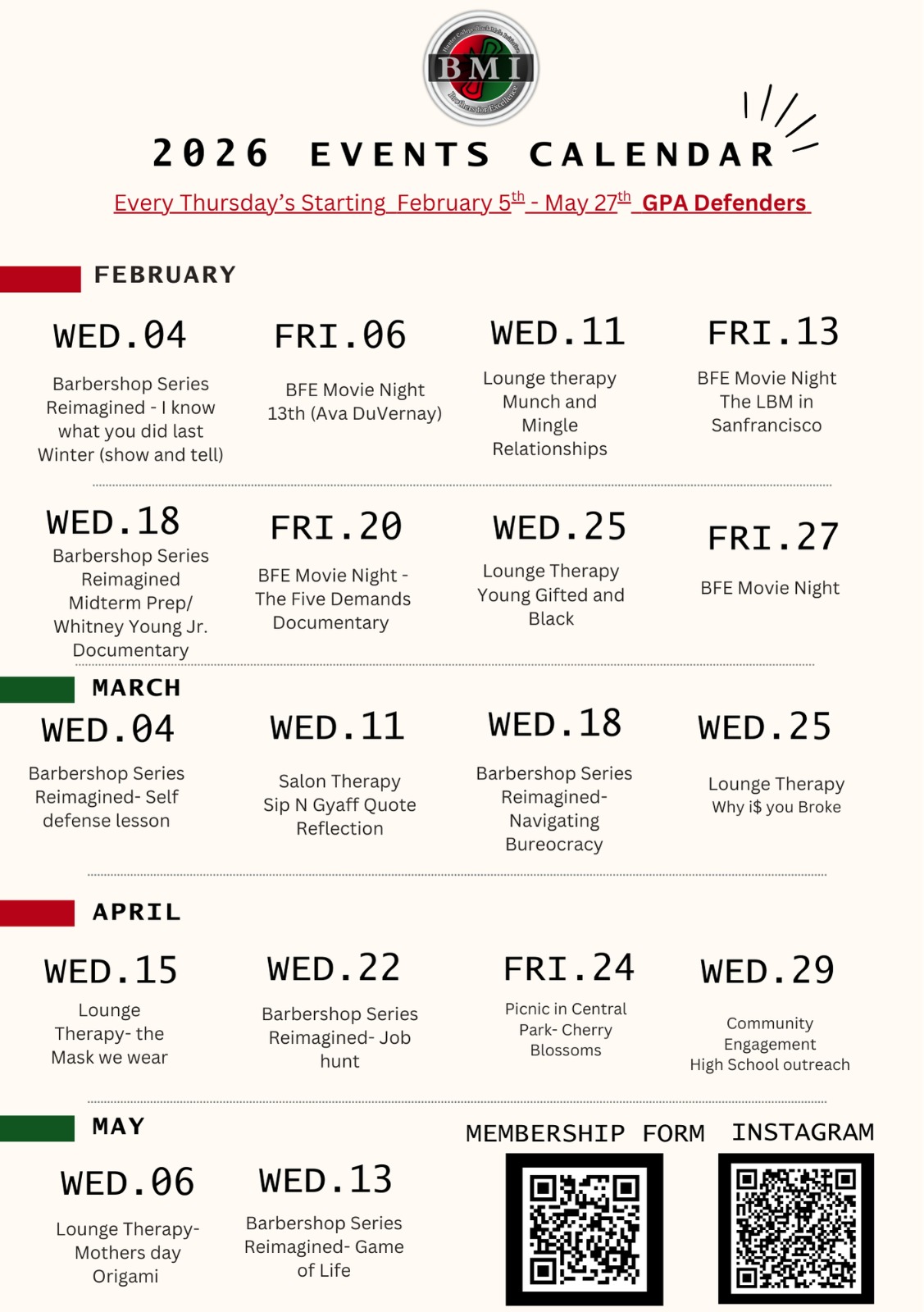 BMI 2026 Events Calendar - Click to view full size